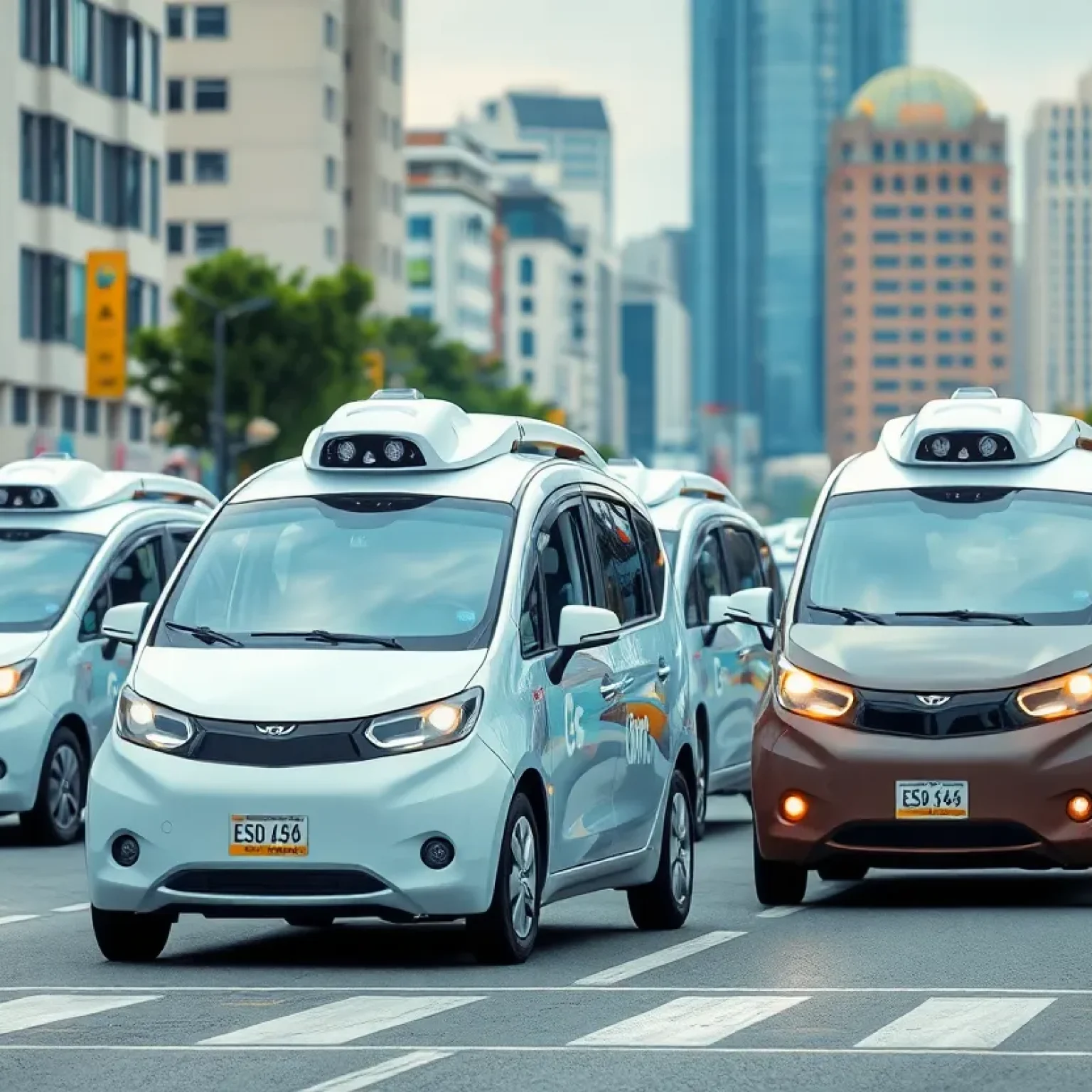 A fleet of autonomous vehicles operating in downtown Jacksonville