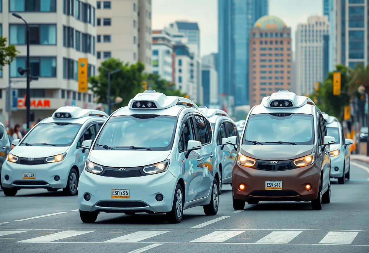 A fleet of autonomous vehicles operating in downtown Jacksonville