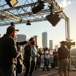 Casting call scene with actors and film crew in Jacksonville