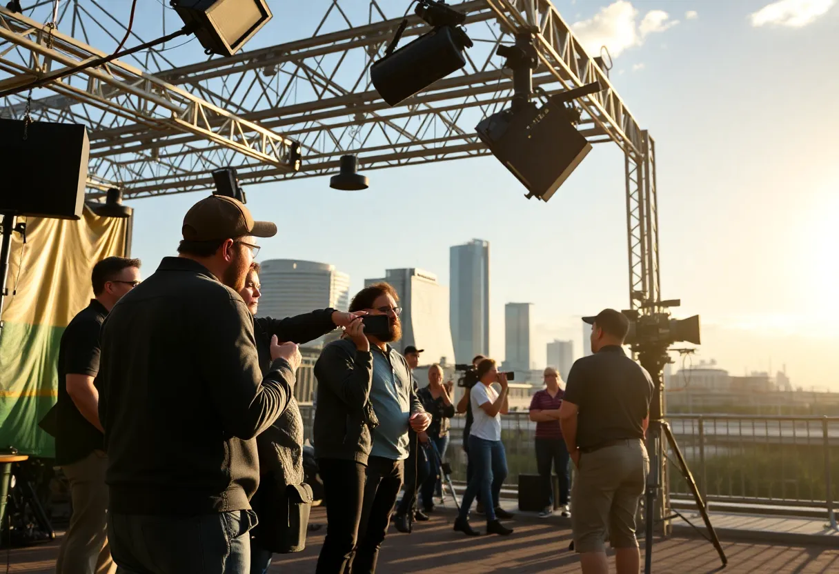 Casting call scene with actors and film crew in Jacksonville