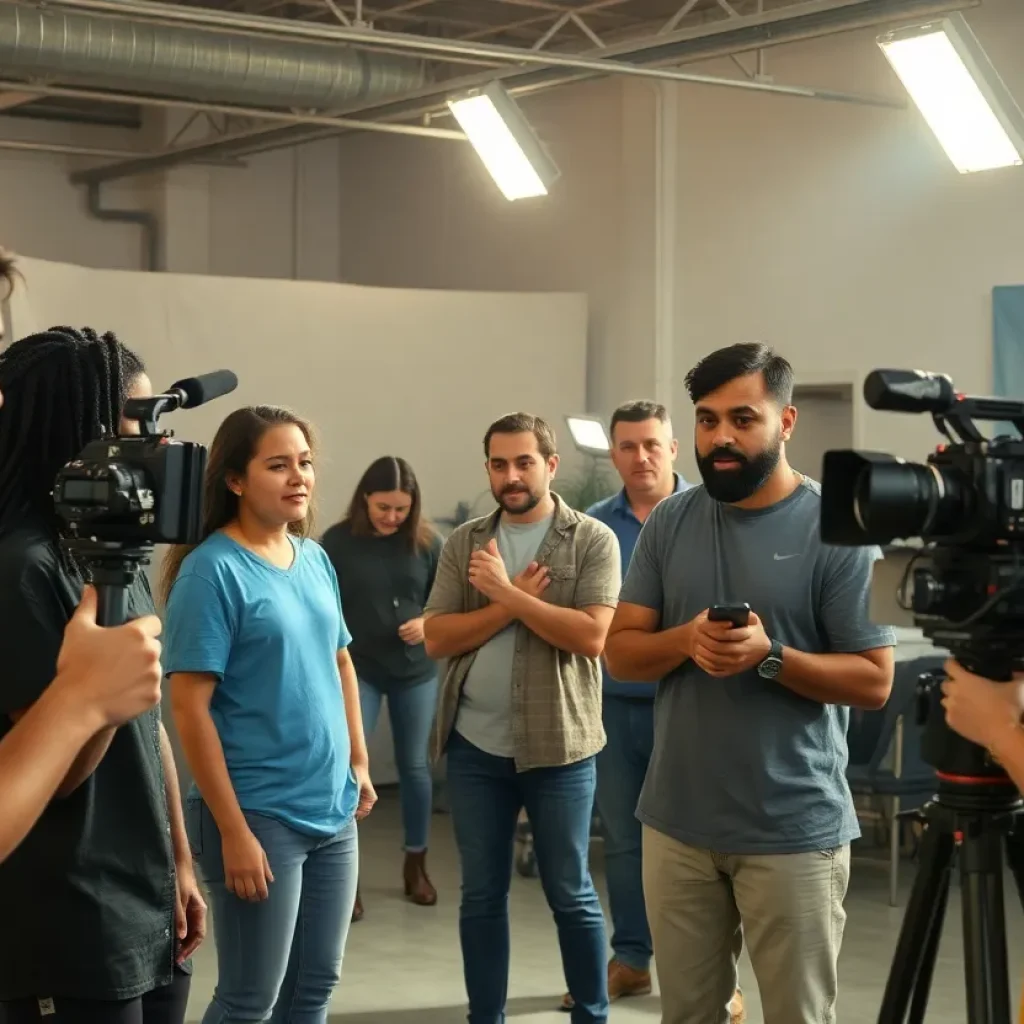 Actors auditioning on a film set in Jacksonville