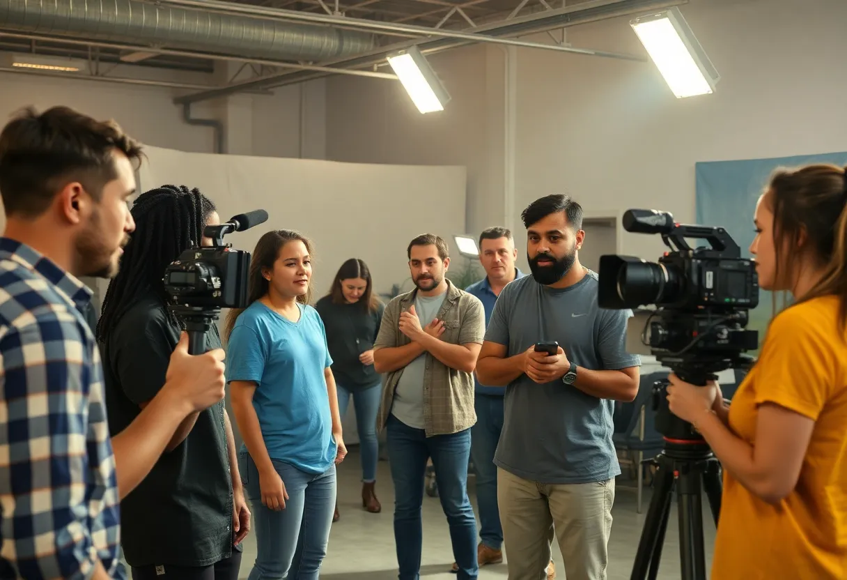 Actors auditioning on a film set in Jacksonville