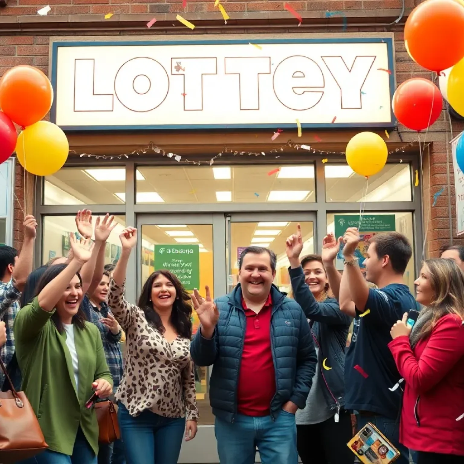 A crowd celebrating lottery wins in Jacksonville