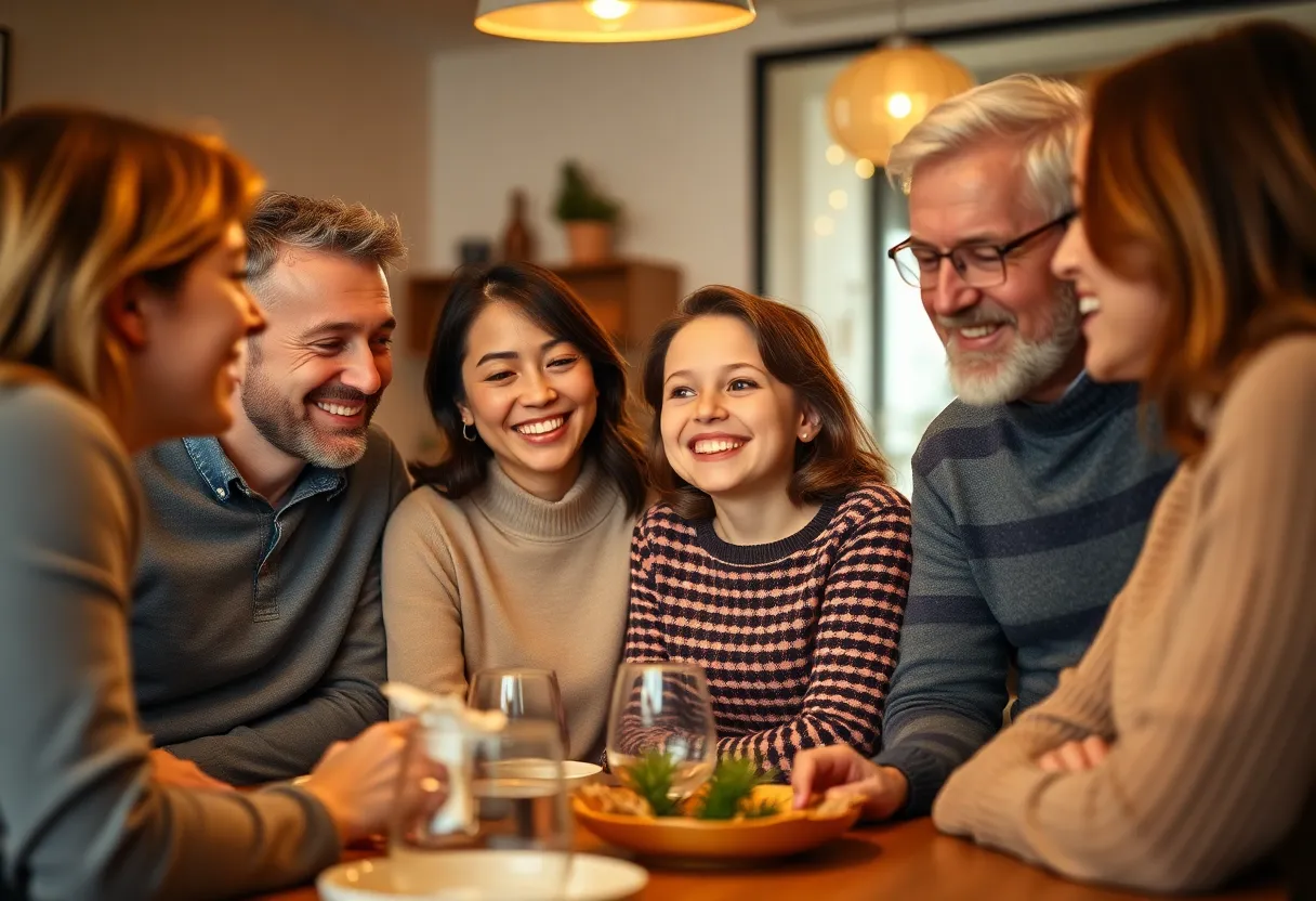 Family gathering celebrating life and kindness