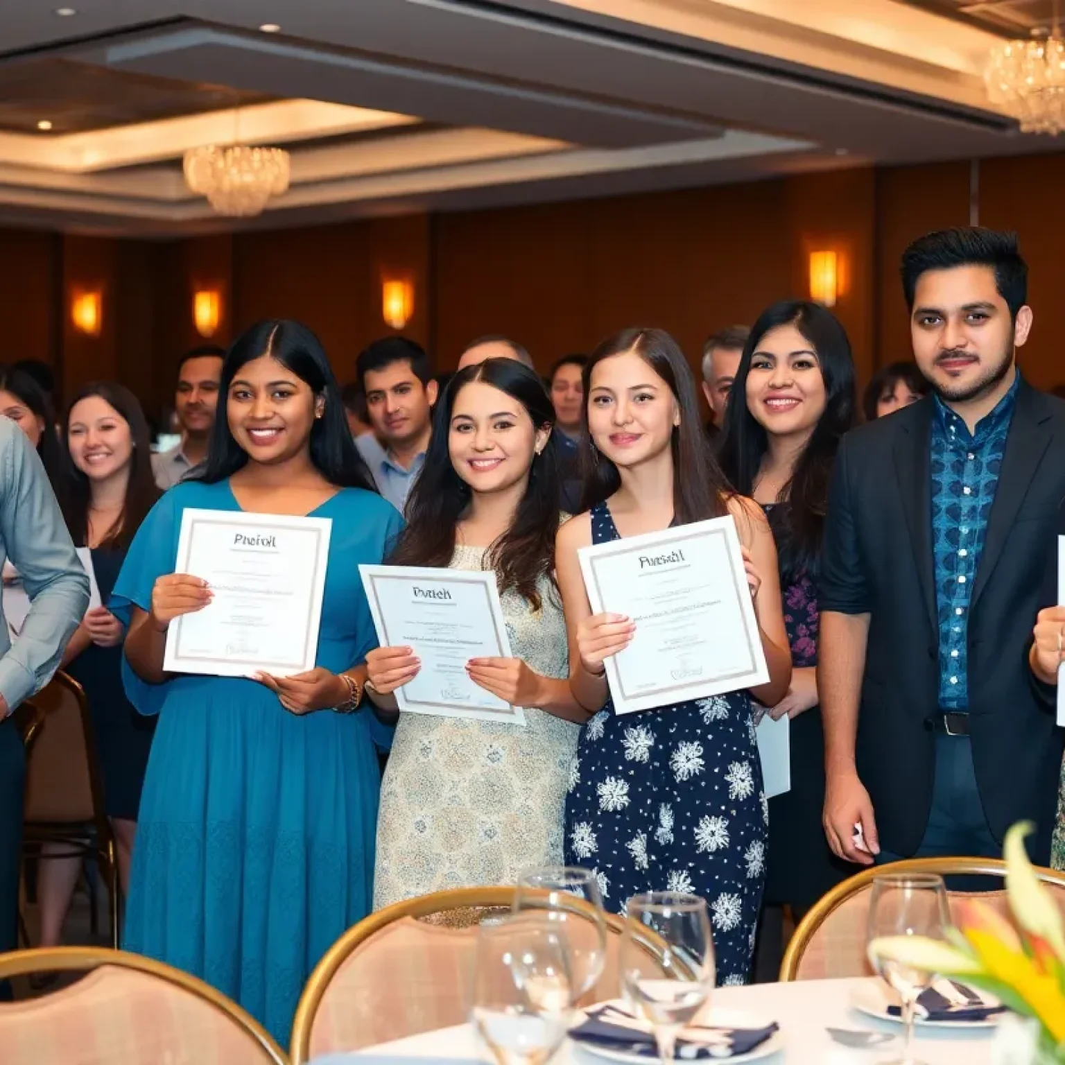 Students celebrating at the scholarship award banquet in Jacksonville.