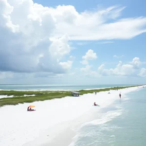 Central Florida beach scene during summer weather