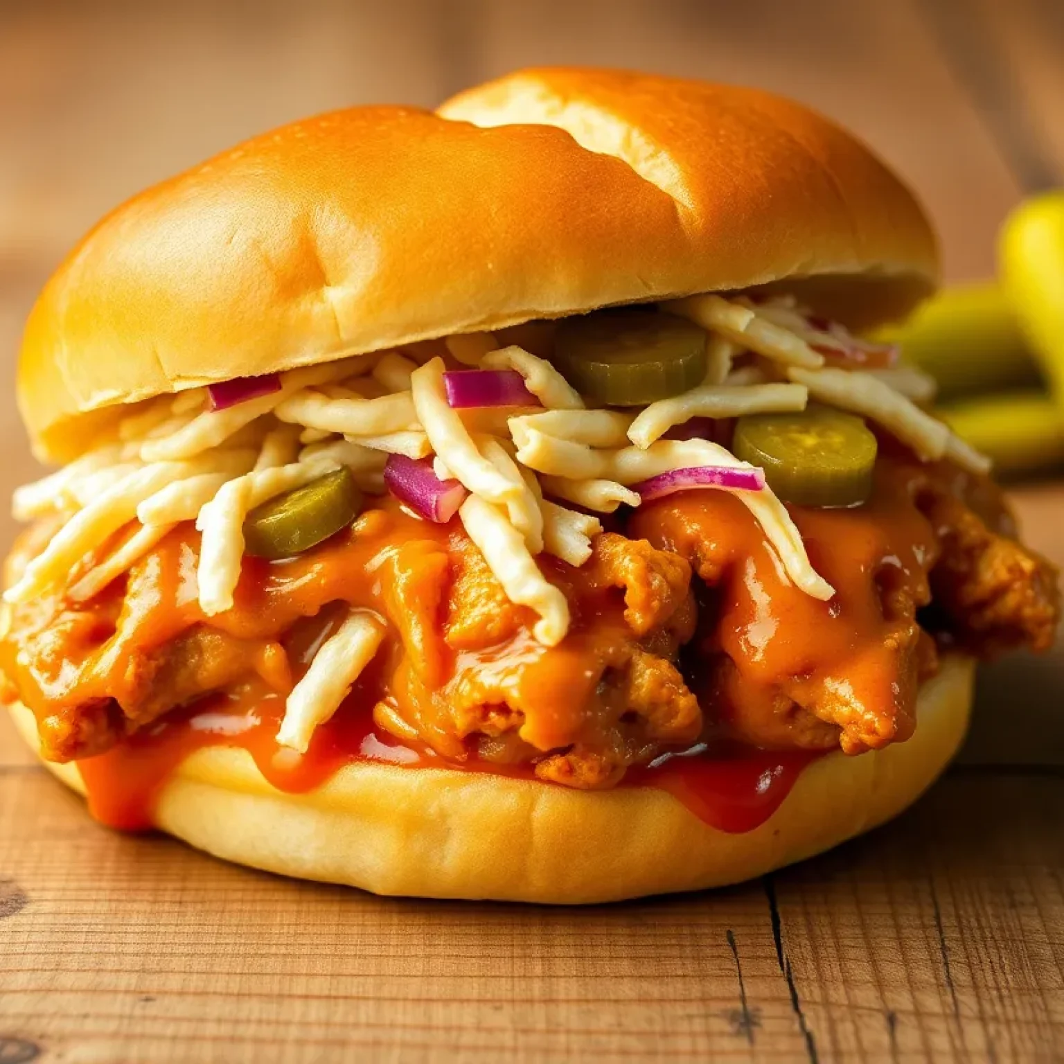 Chick-fil-A Creamy BBQ Chicken Sandwich with slaw and pickles