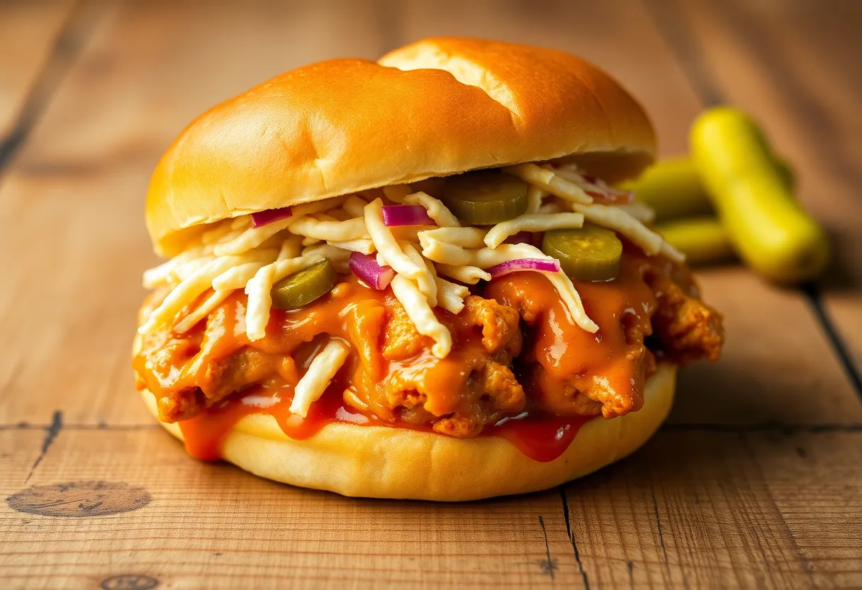 Chick-fil-A Creamy BBQ Chicken Sandwich with slaw and pickles