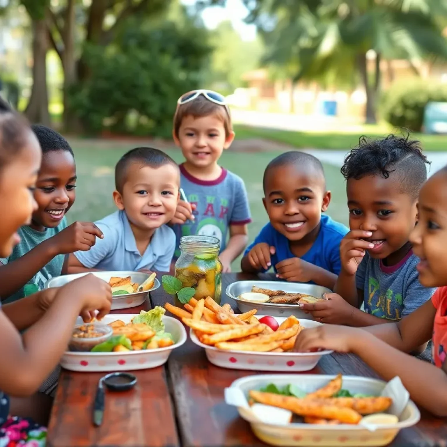 Children enjoying free summer meals in Jacksonville
