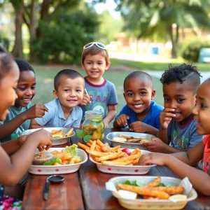 Children enjoying free summer meals in Jacksonville