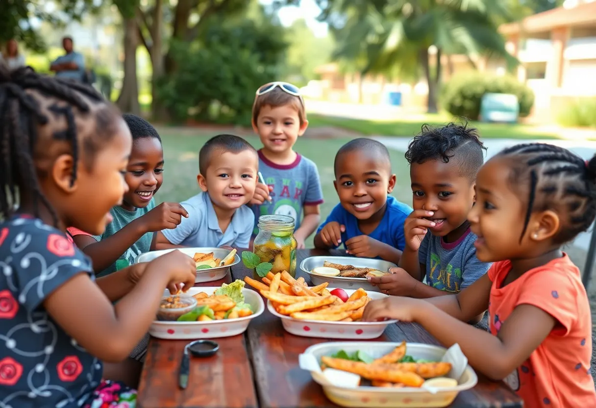 Children enjoying free summer meals in Jacksonville