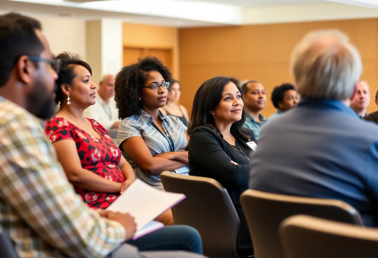 Floridians participating in a town hall meeting about affordability