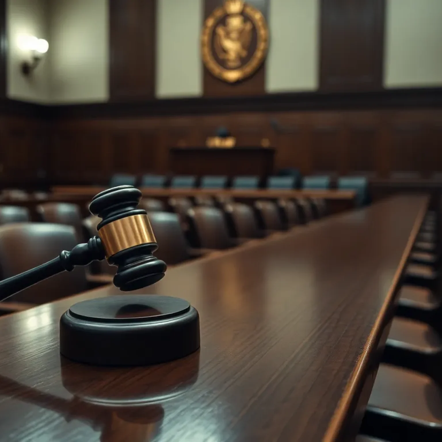 Courtroom scene illustrating just decision for the Behr family