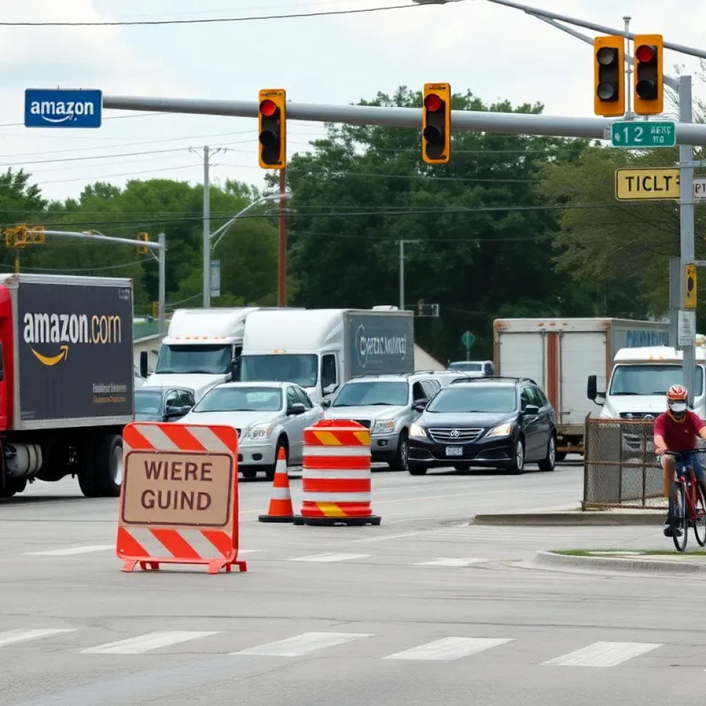 Traffic congestion at an intersection in East Arlington
