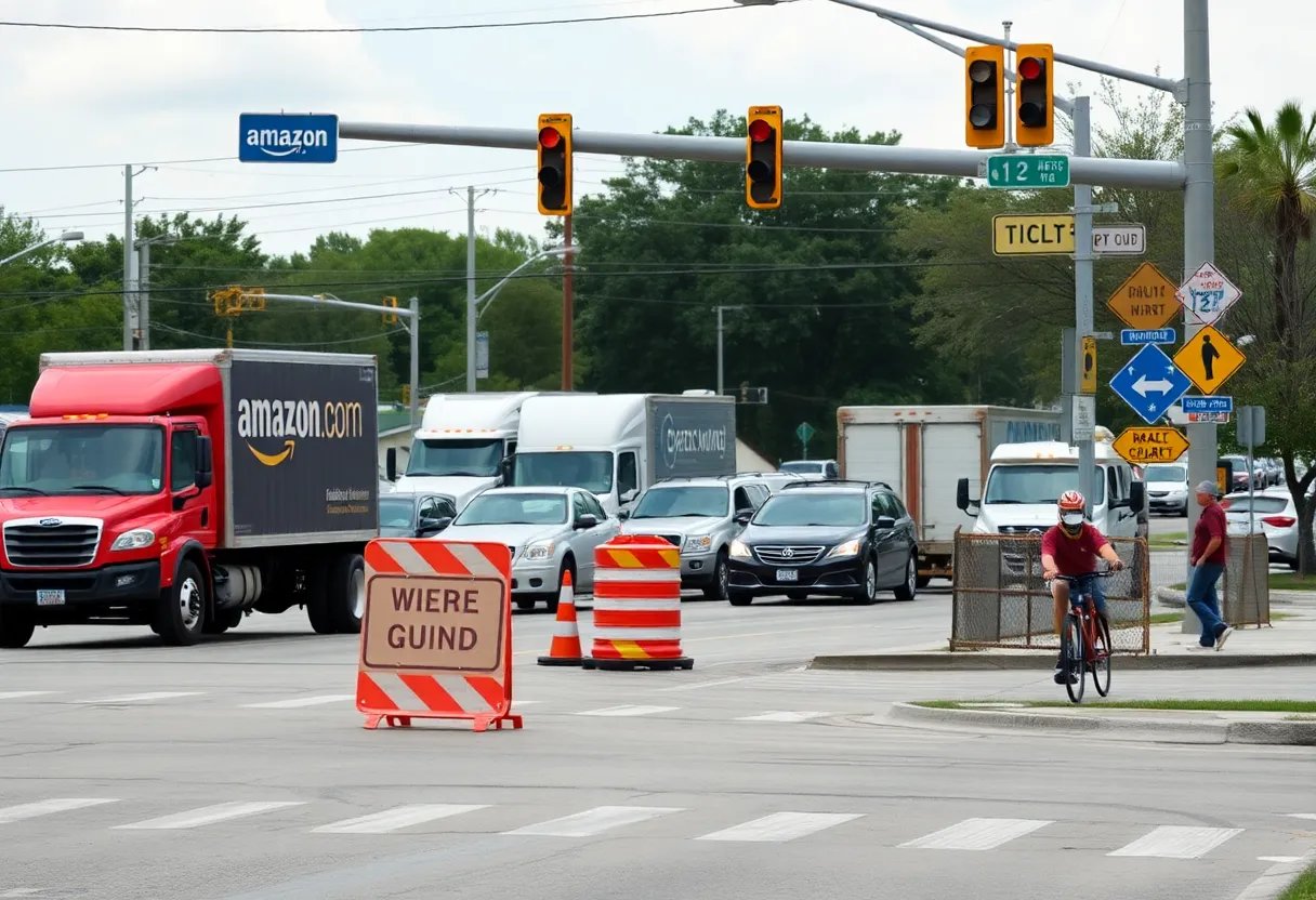 Traffic congestion at an intersection in East Arlington