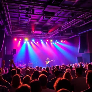 Interior view of FIVE live music venue in Jacksonville during a concert.