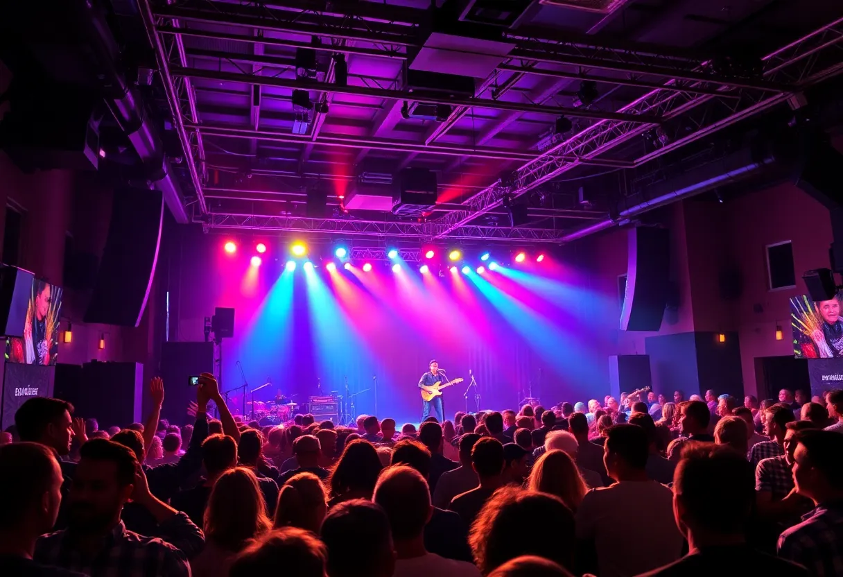 Interior view of FIVE live music venue in Jacksonville during a concert.