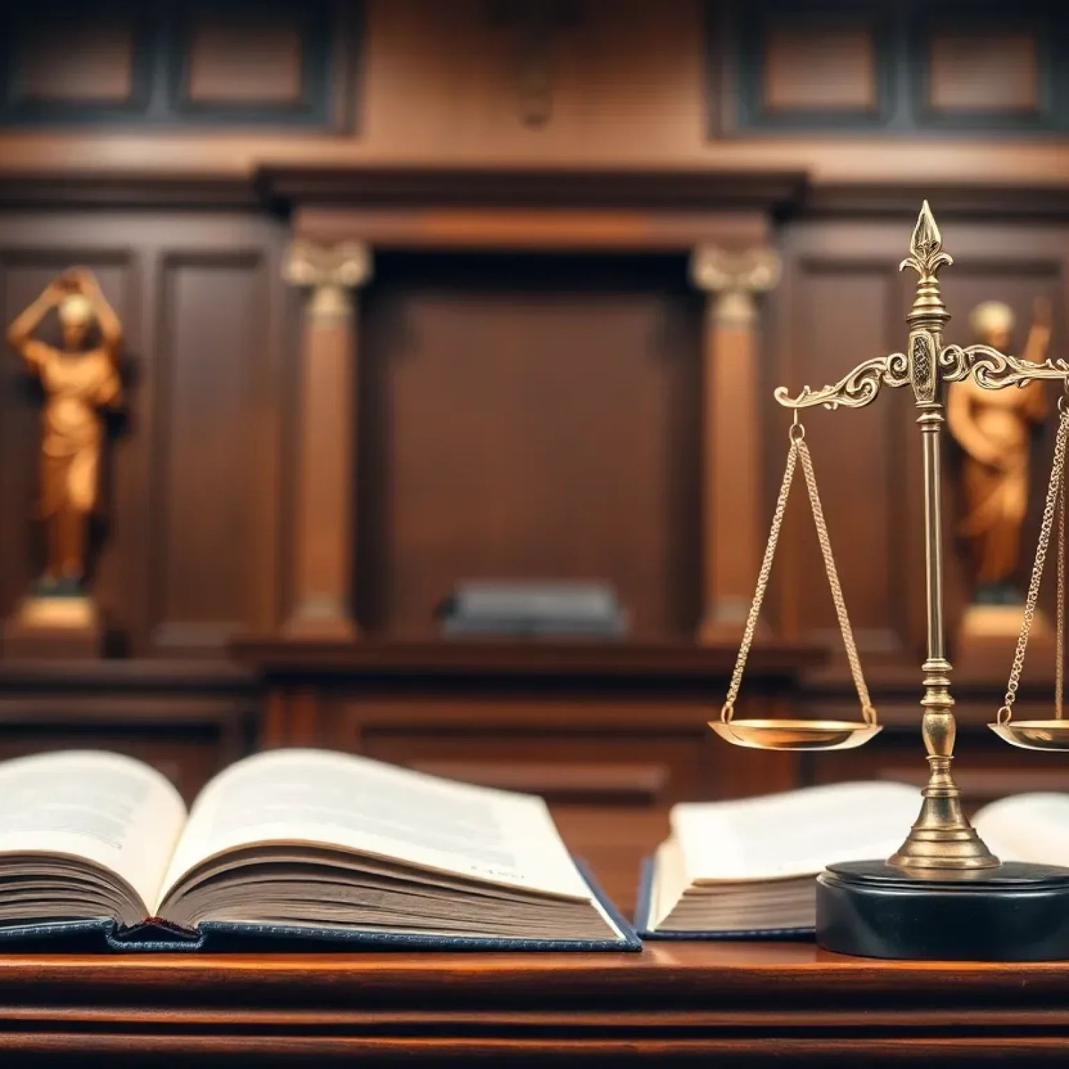 A depiction of integrity in the legal profession with law books and scales of justice