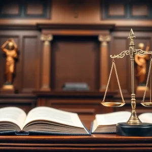 A depiction of integrity in the legal profession with law books and scales of justice