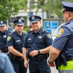 Police officers engaging with the community