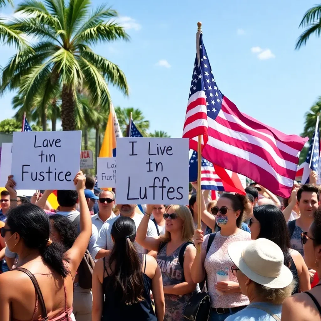 Protesters participating in 'No Kings' demonstrations in Florida.