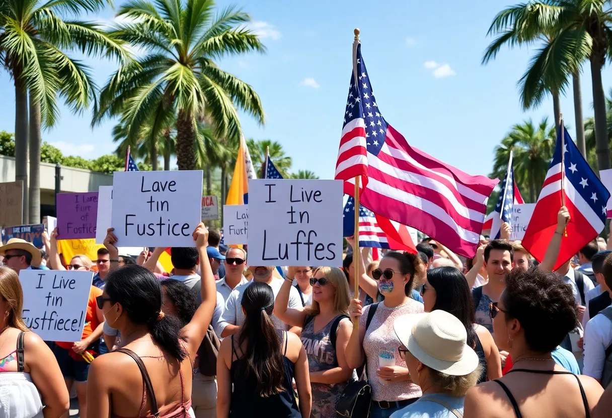 Protesters participating in 'No Kings' demonstrations in Florida.