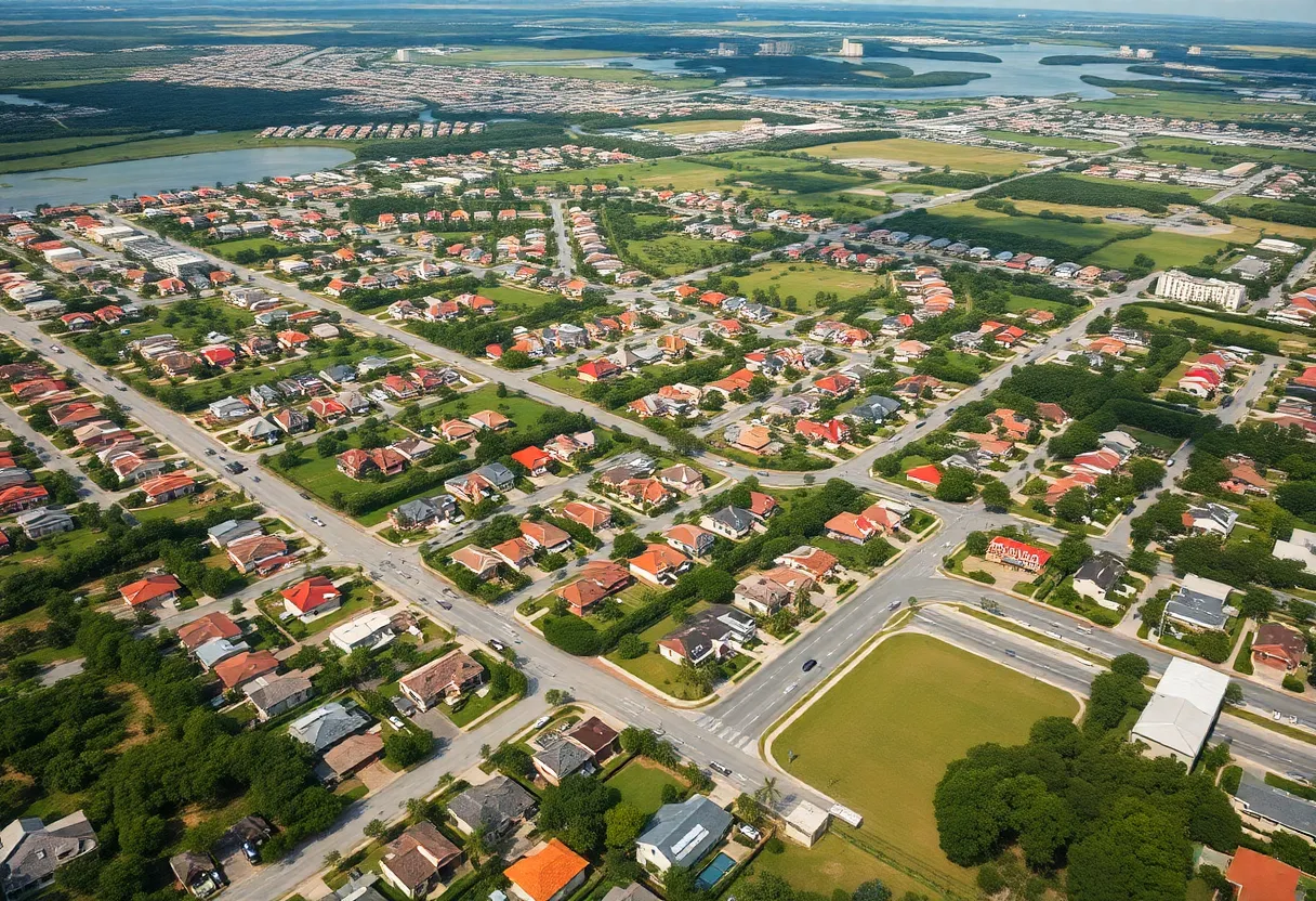 Aerial view of a new residential area in Florida showcasing urban development.