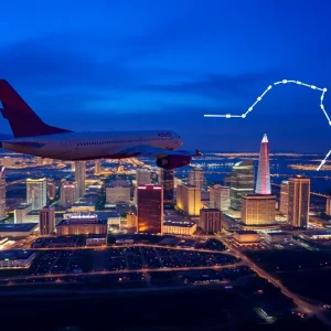 Airplane flying from Jacksonville to Atlanta