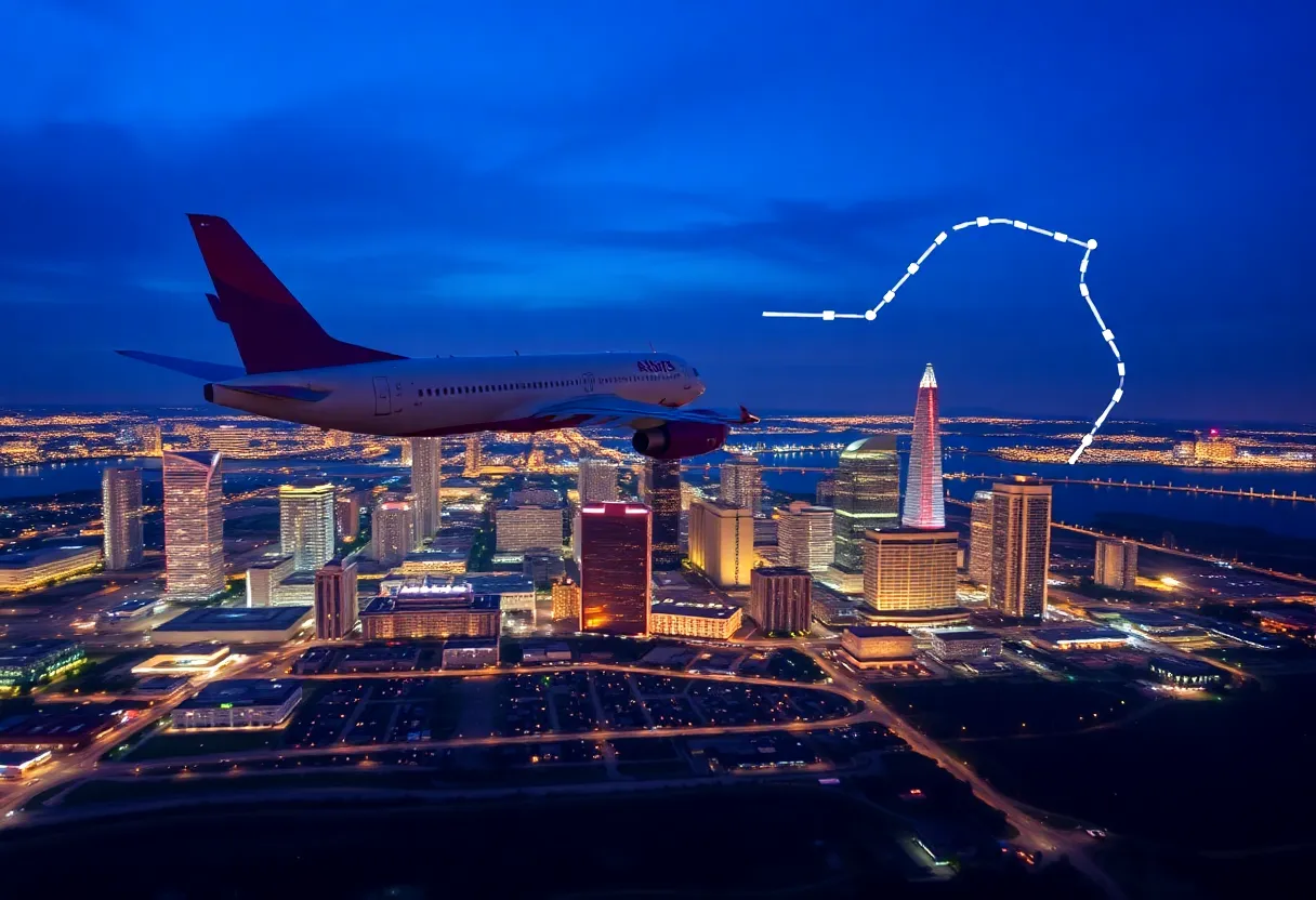 Airplane flying from Jacksonville to Atlanta