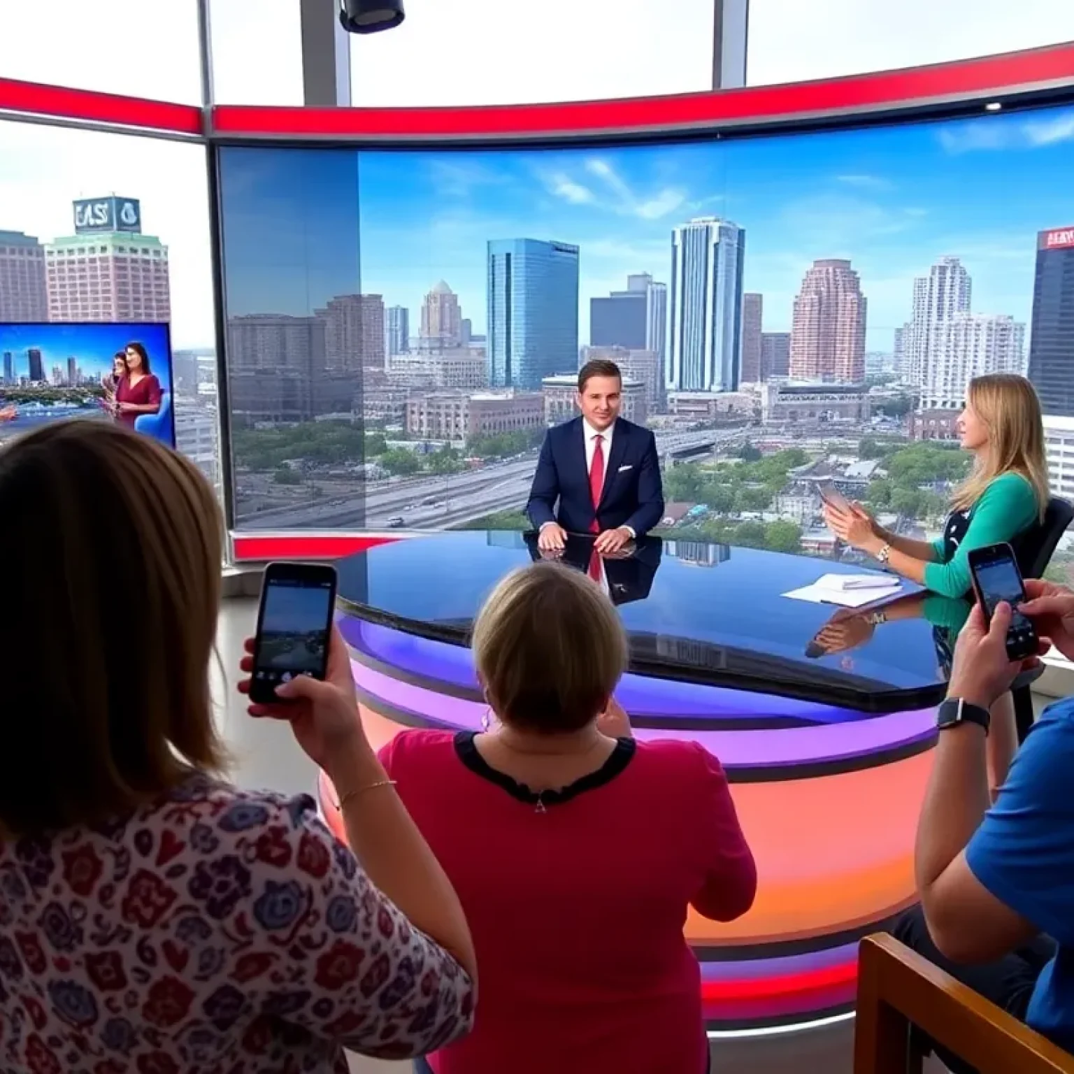 Hosts of Good Morning Jacksonville broadcasting live