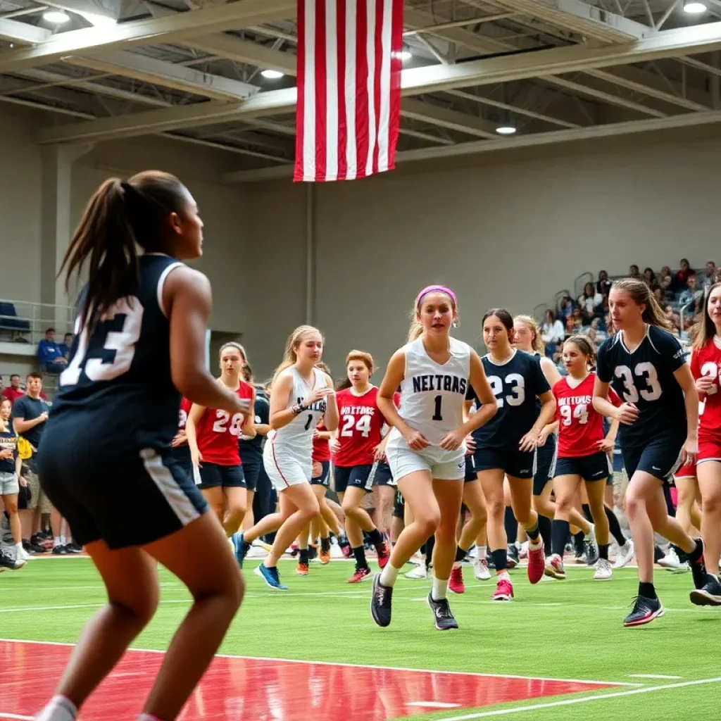 High school athletes engaged in various sports activities