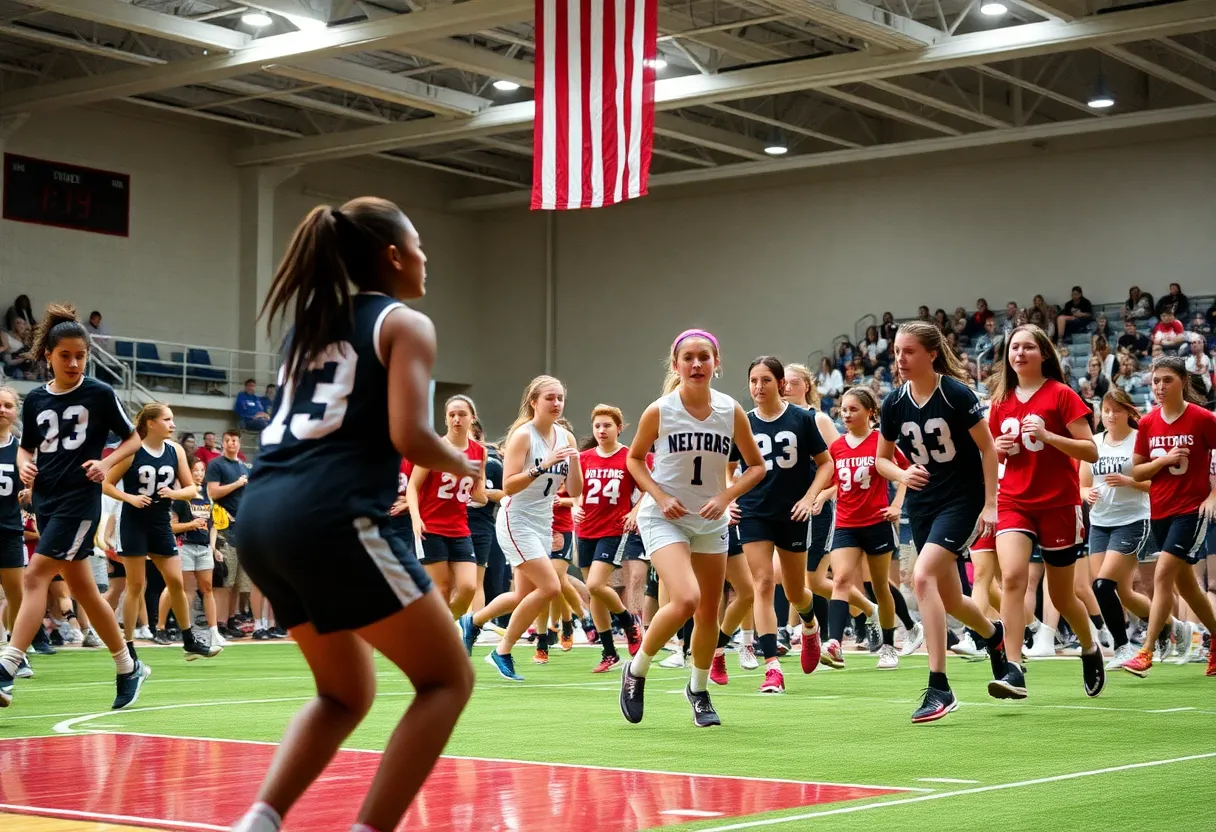 High school athletes engaged in various sports activities