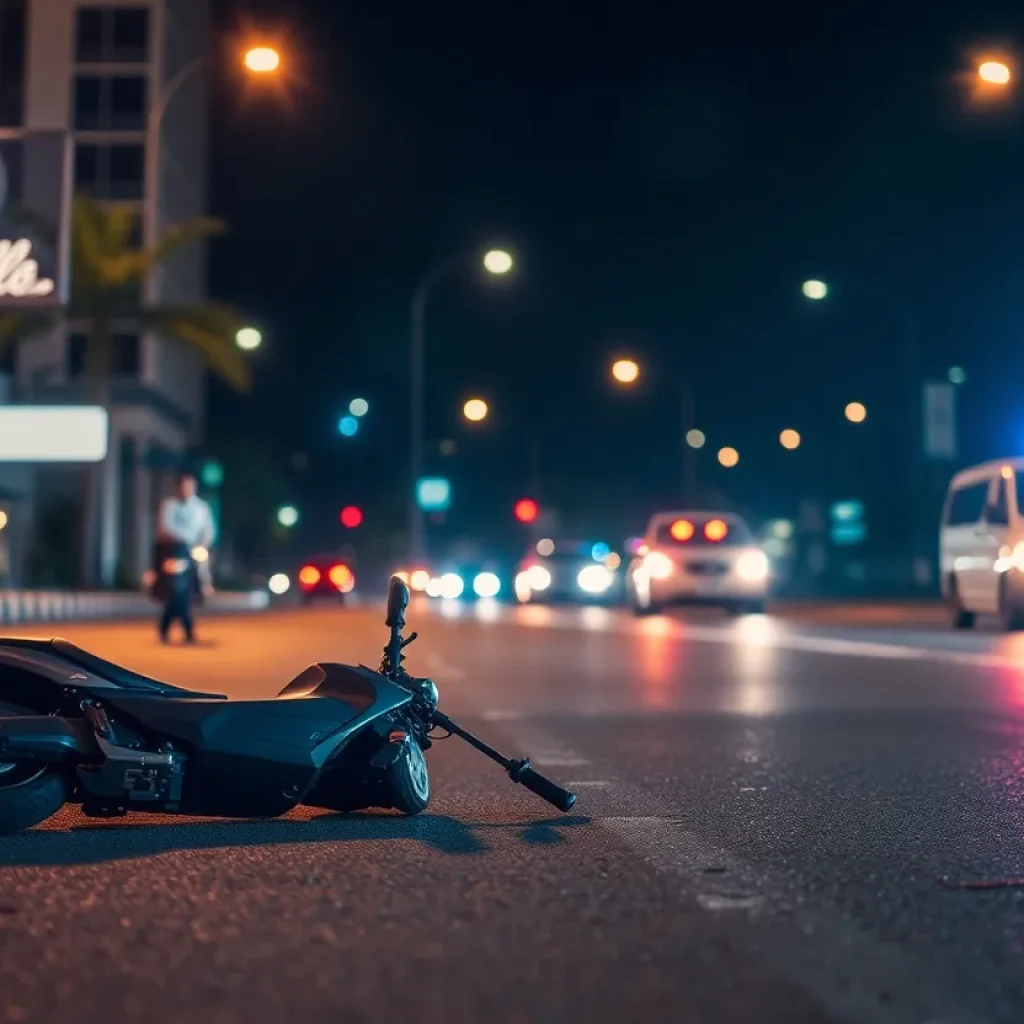 Accident scene on Moncrief Road in Jacksonville at night