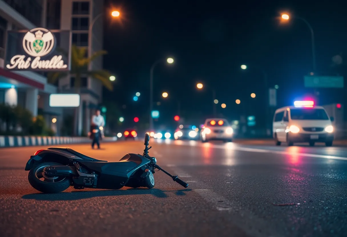 Accident scene on Moncrief Road in Jacksonville at night