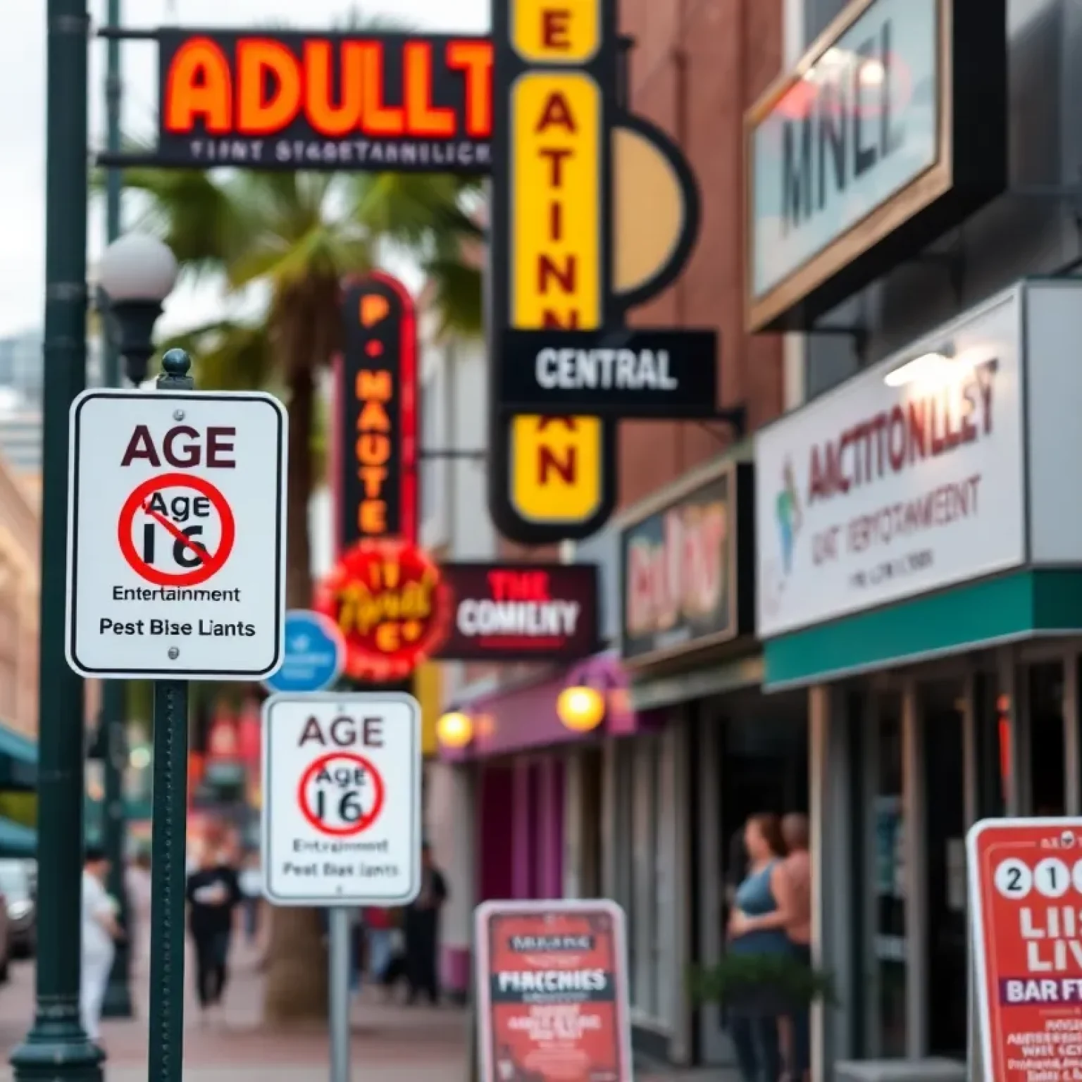 Street view of Jacksonville featuring adult entertainment venues