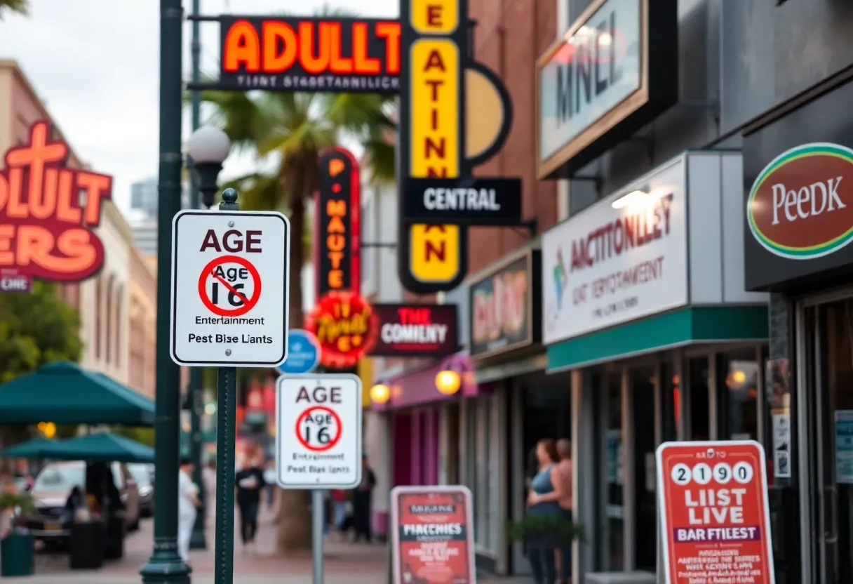Street view of Jacksonville featuring adult entertainment venues