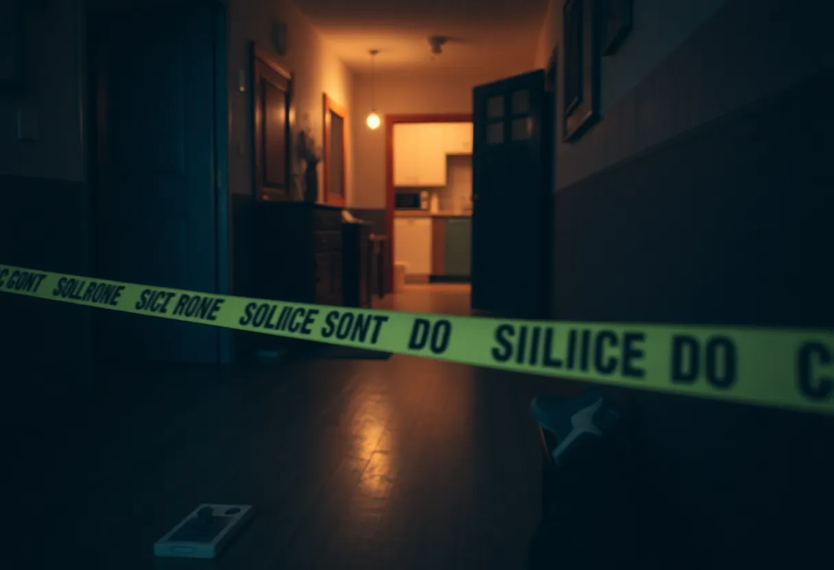 Crime scene in a Jacksonville apartment with police evidence markers
