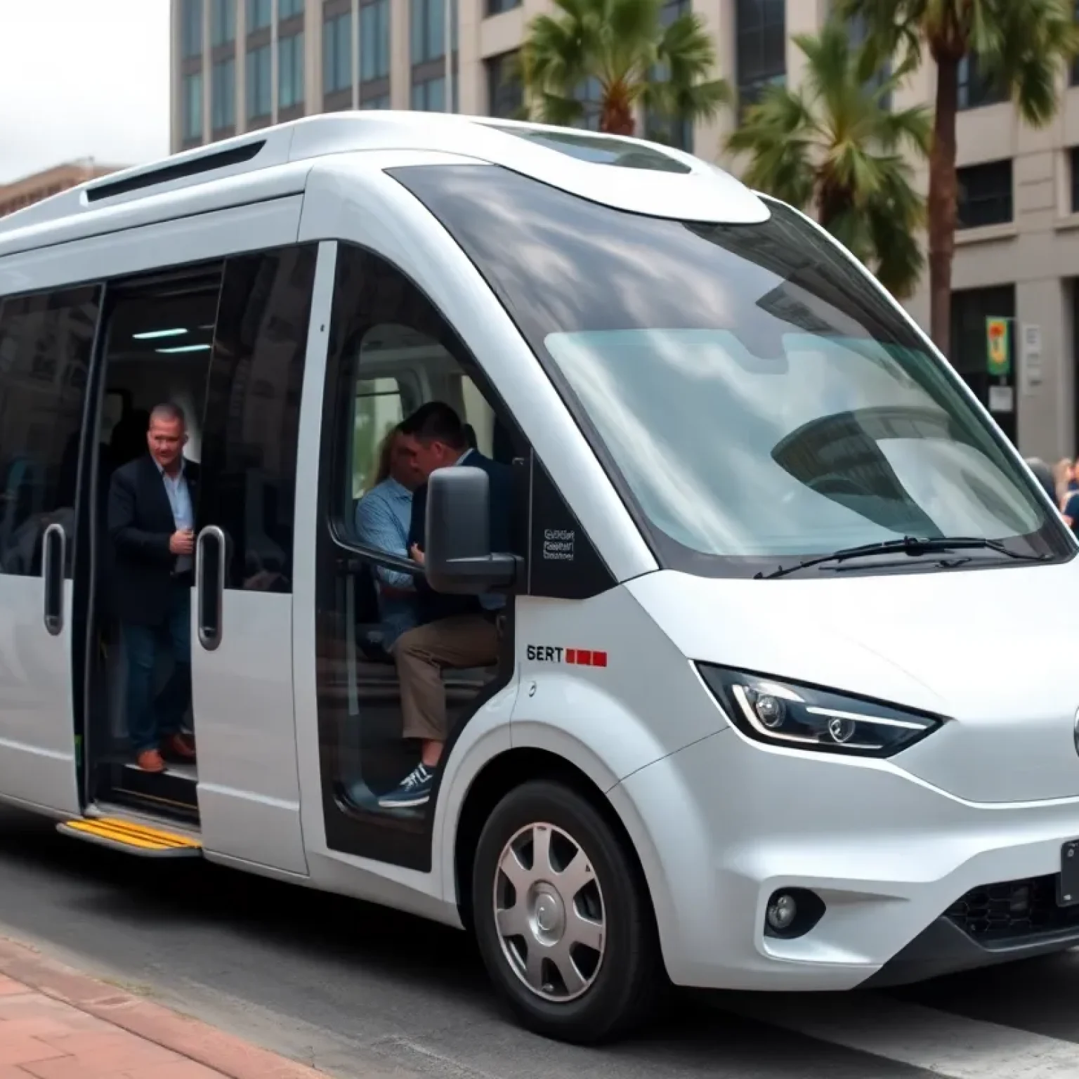 A public autonomous vehicle in Jacksonville's Downtown area