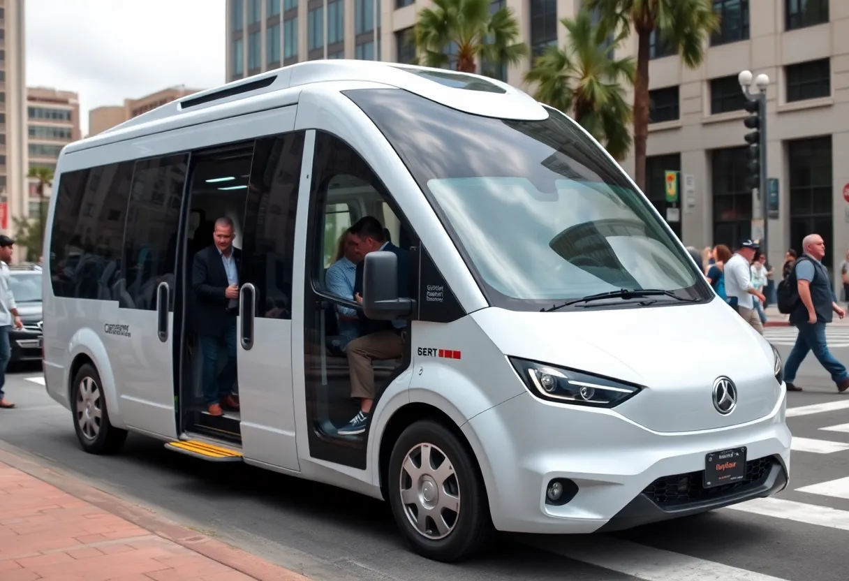 A public autonomous vehicle in Jacksonville's Downtown area