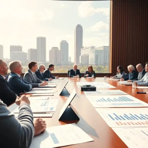 JEA budget meeting with Jacksonville skyline