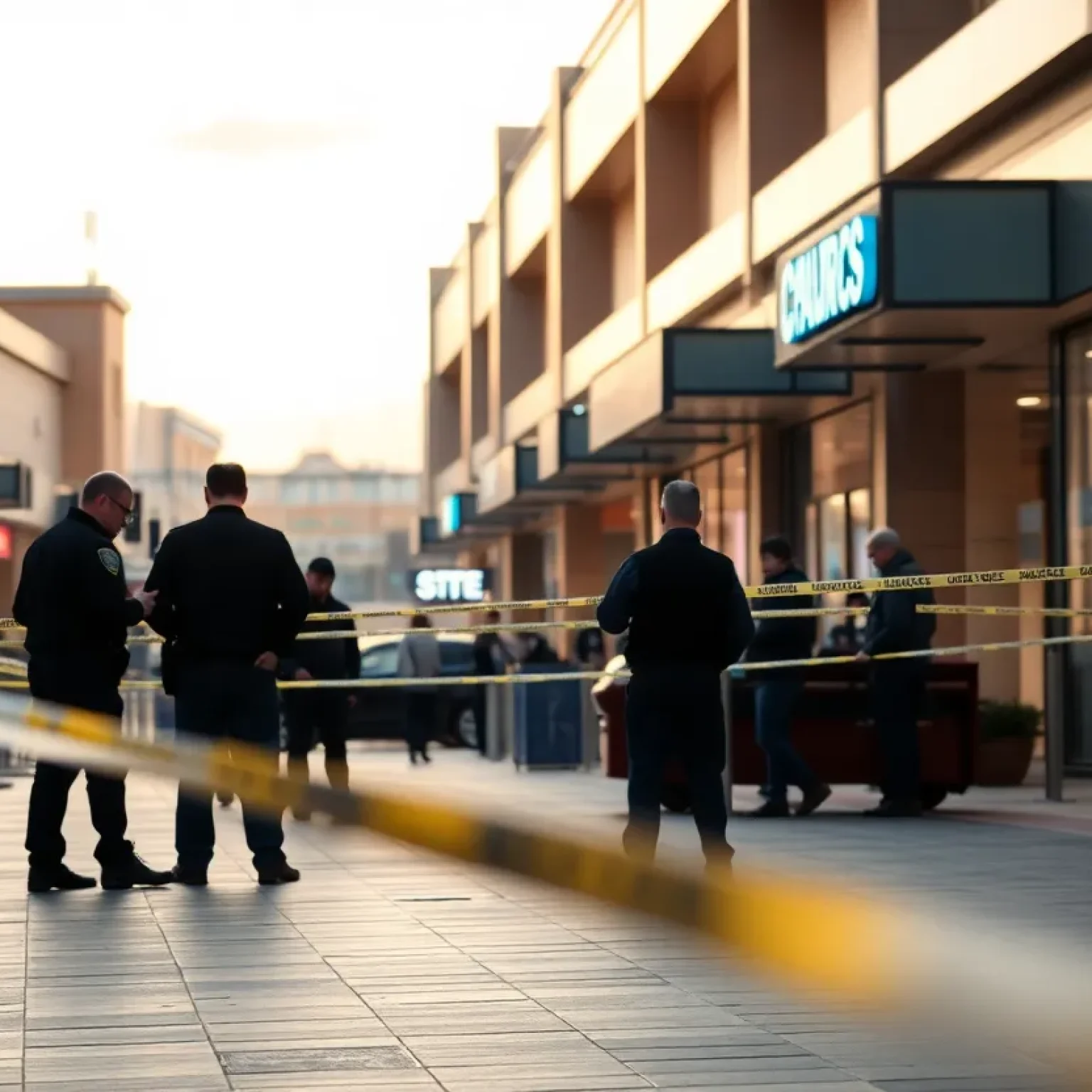 Police investigating a shooting scene at a shopping complex in Jacksonville.