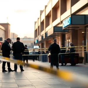 Police investigating a shooting scene at a shopping complex in Jacksonville.