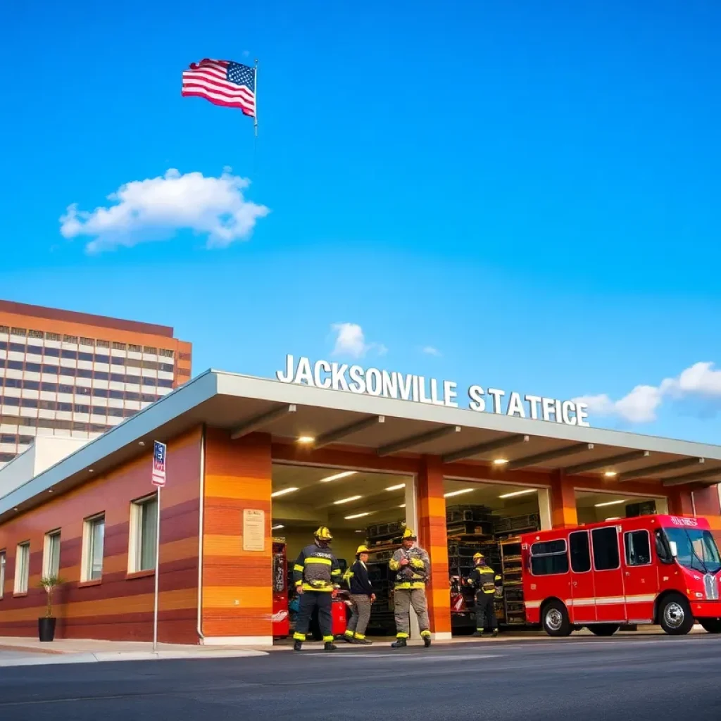 Firefighters at a Jacksonville fire station