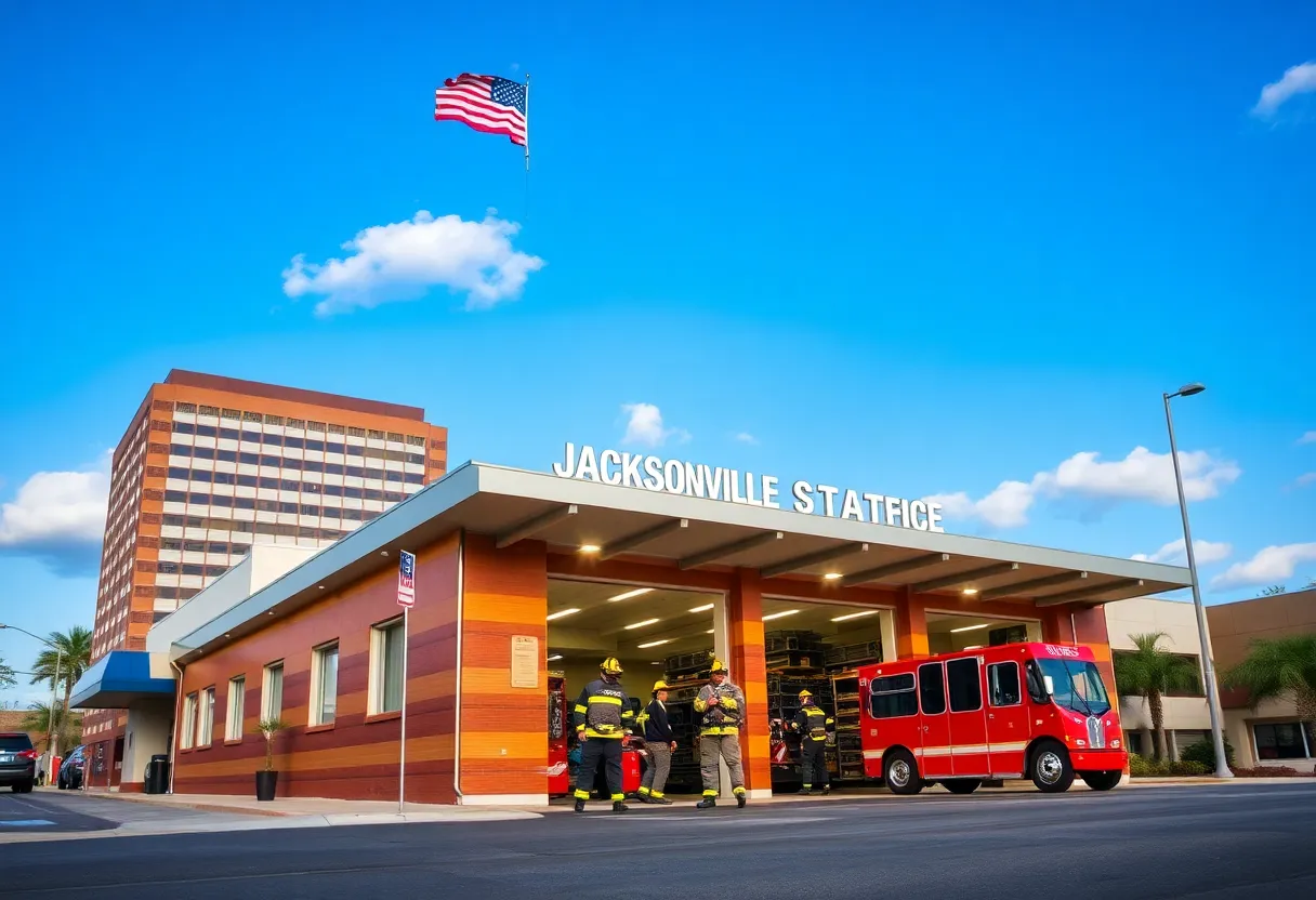 Firefighters at a Jacksonville fire station