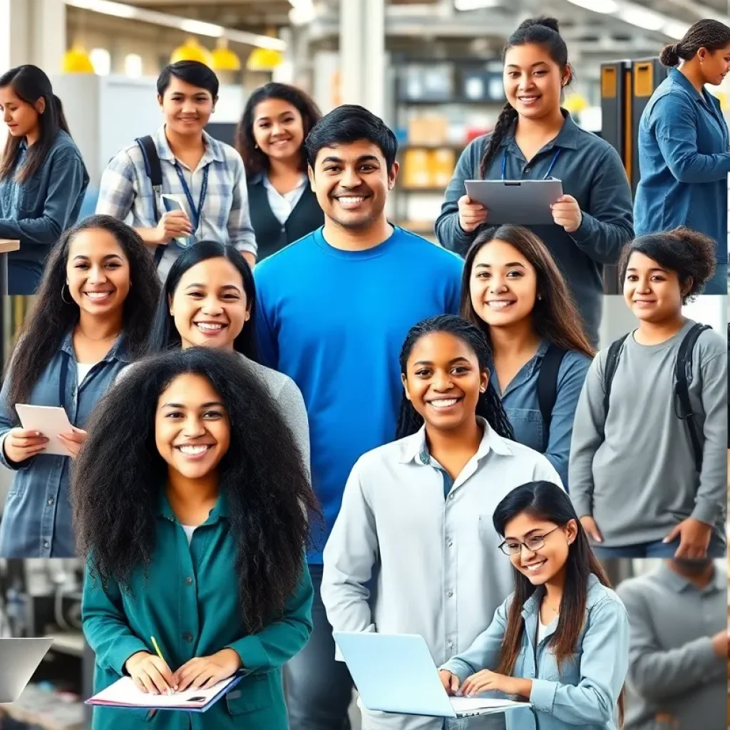 Diverse group of high school graduates exploring job opportunities in Jacksonville