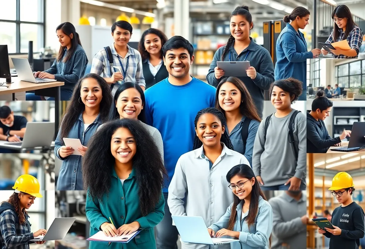 Diverse group of high school graduates exploring job opportunities in Jacksonville