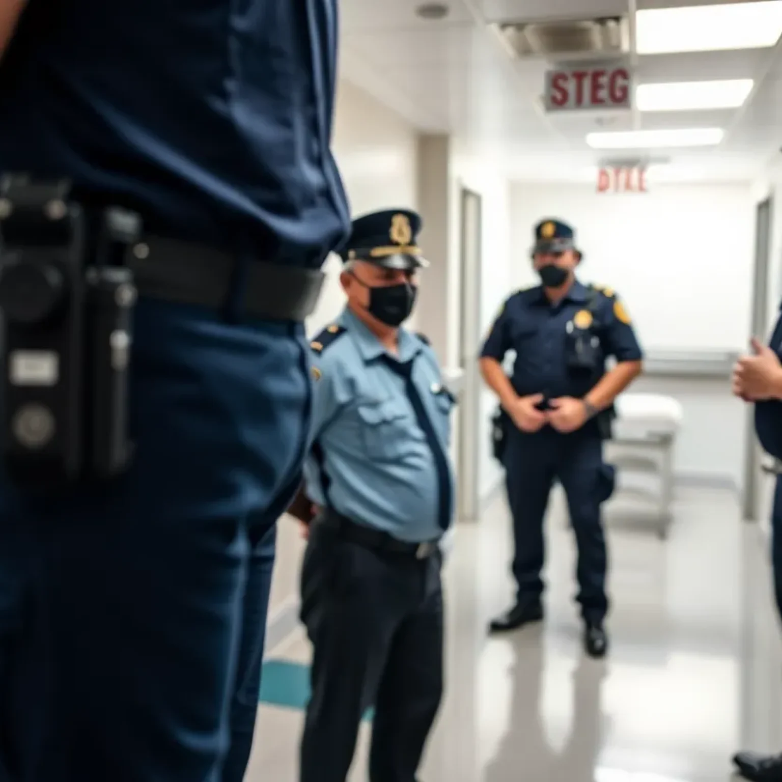 Jacksonville Sheriff’s Office officers in a hospital corridor