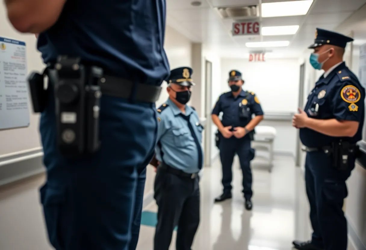 Jacksonville Sheriff’s Office officers in a hospital corridor