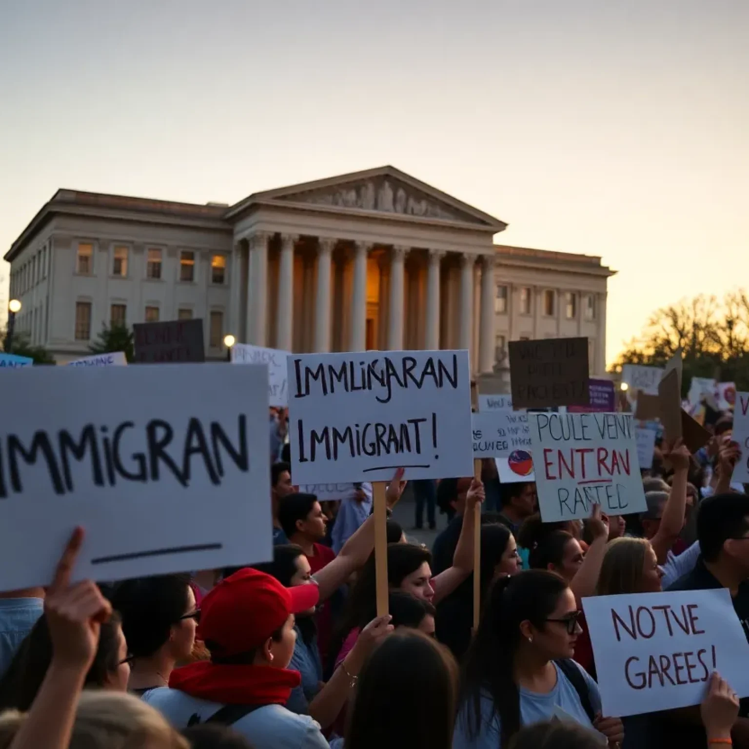 Protesters in Jacksonville advocating against immigration raids