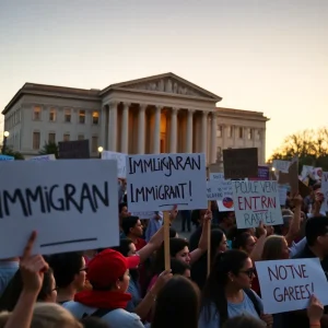 Protesters in Jacksonville advocating against immigration raids